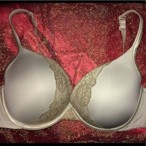Cacique Cotton Plunge Bra w/Lace Trim
